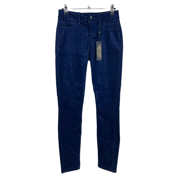 Bebe (26x28.5) Navy Blue Velveteen Heartbreaker Skinny Ankle Pants Low Rise NWT - Picture 1 of 8